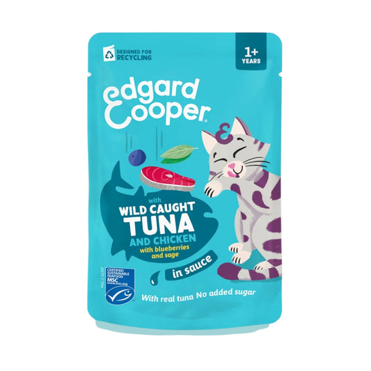 Edgard & Cooper Atun y Pollo En Salsa para Gatos Adultos— Sin Cereales