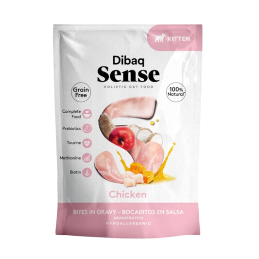 Sobre de comida húmeda Dibaq Sense Bocaditos en Salsa Pollo 100g para gatitos