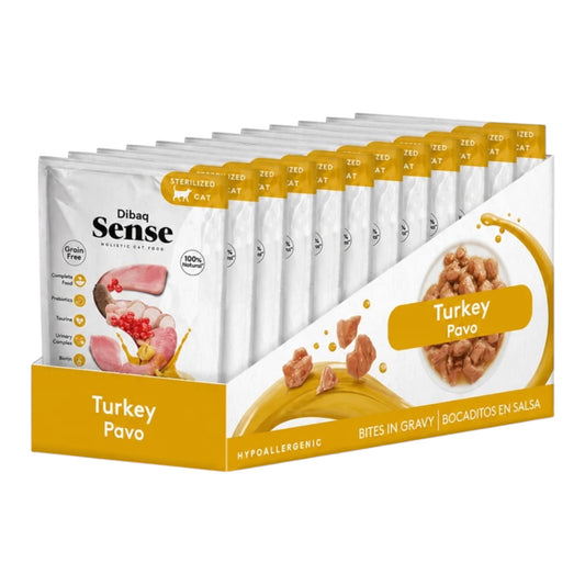 Dibaq Sense Bocaditos en Salsa Pavo 100g — Comida Húmeda para Gatos Esterilizados
