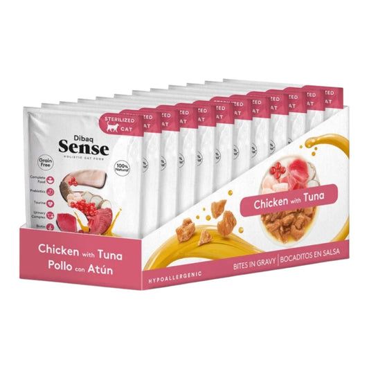 Dibaq Sense Bocaditos en Salsa Pollo y Atún 100g — Comida Húmeda para Gatos Esterilizados