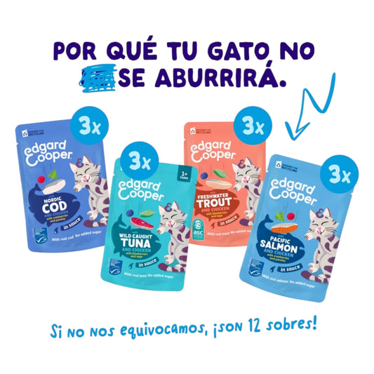 Edgard & Cooper Multipack Pesca del día en Salsa para Gatos Adultos— Sin Cereales