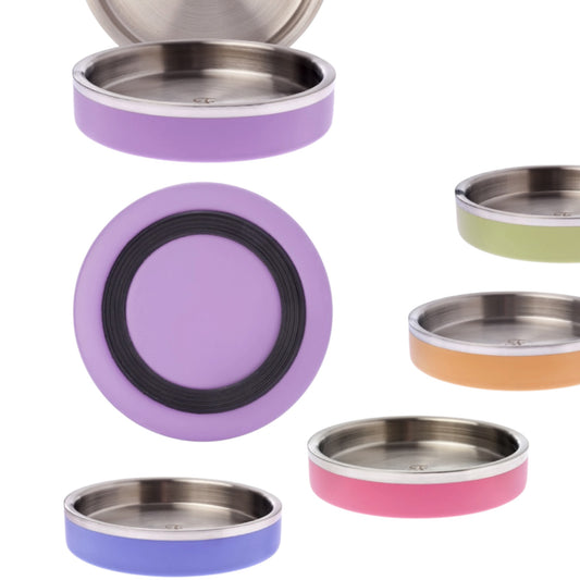 Comedero de acero inoxidable para gato Amorcromia, cinco colores disponibles