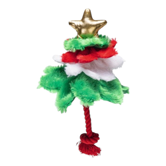 Árbol de Navidad Xmas de peluche para perro — 30 cm con crujido y cuerda