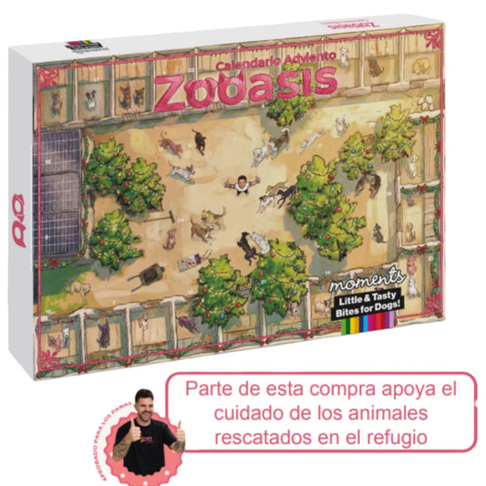 Calendario de Adviento Moments x Zooasis para perros, edición solidaria con 24 snacks sin cereales