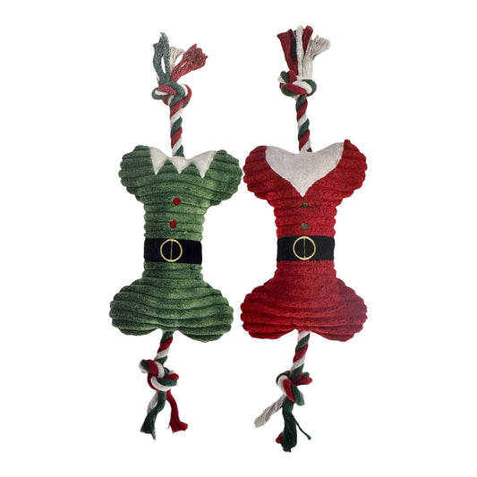 Xmas Hueso de peluche con cuerdas para perro — modelo sorpresa 43 cm