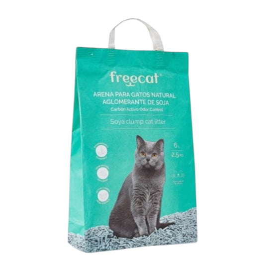 Saco de arena de soja Freecat con carbón activo de 12 litros para gatos, aglomerante natural y biodegradable