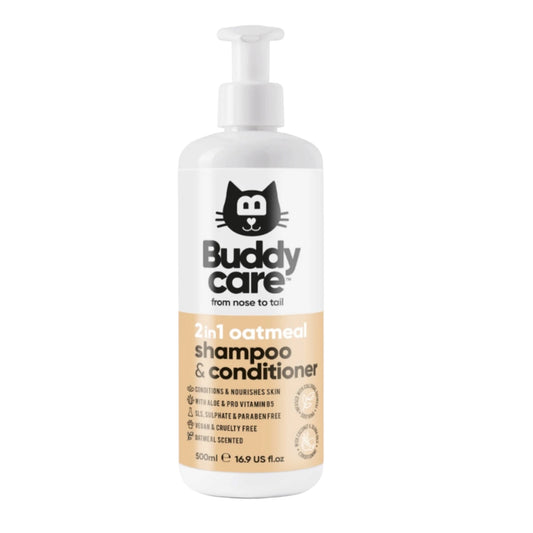 Buddy Care Champú y Acondicionador 2 en 1 de Avena para Gatos 500ml