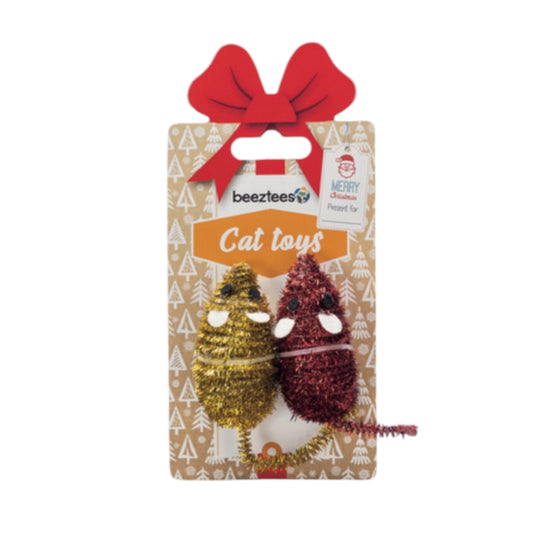 Karlie Ratones Xmas con purpurina para gatos — pack de 2