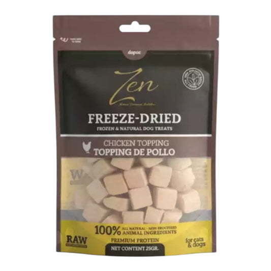 Zen Freeze Dried dados de pollo liofilizado para perros y gatos, bolsa de 25 g