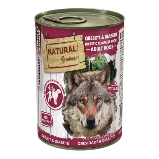Lata de 400 g de Natural Greatness Veterinary Obesity & Diabetic Control, alimento dietético húmedo para perros