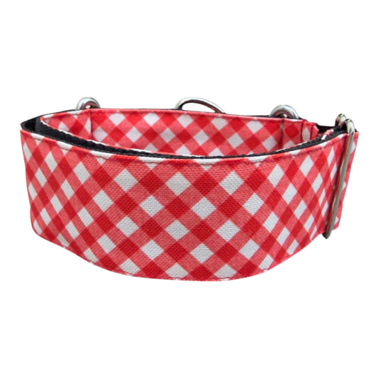 Gosk Collar Martingale Vichy Rojo — Collar Antiescape para Perros
