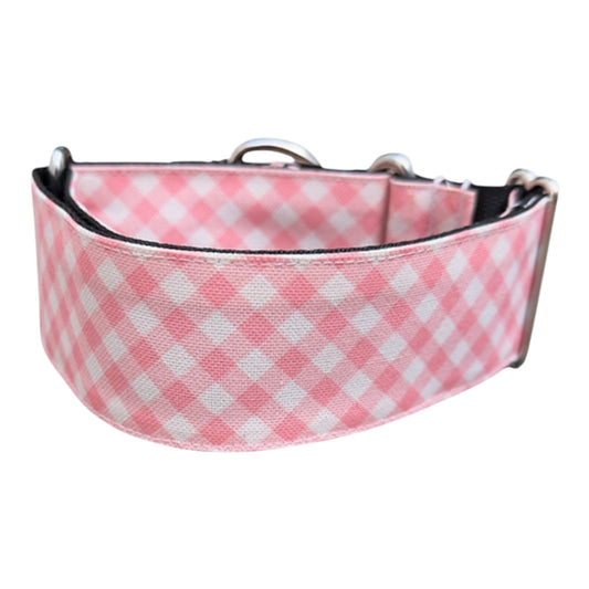 Gosk Collar Martingale Vichy Rosa — Collar Antiescape para Perros