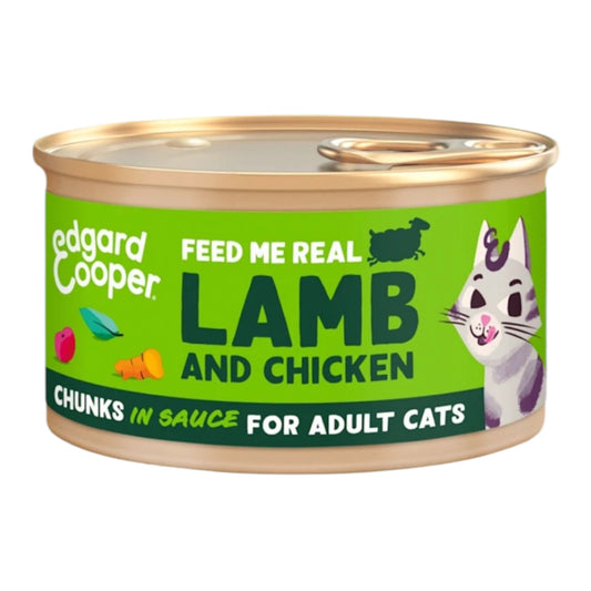 Edgard & Cooper Lata Trocitos de Cordero y Pollo en Salsa para Gatos Adultos — Sin Cereales