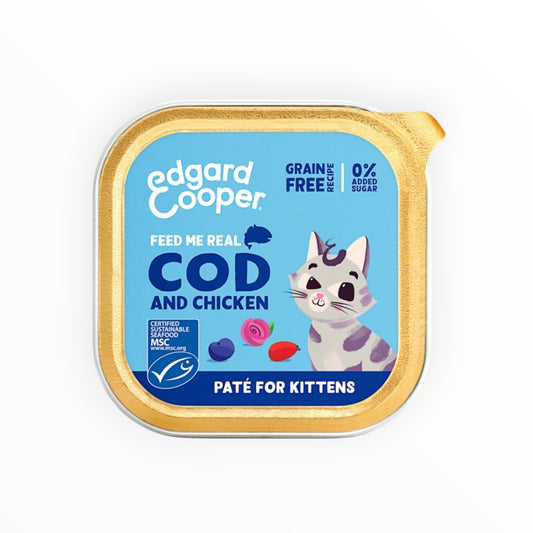 Edgard & Cooper Tarrina Paté de Bacalao y Pollo para Gatitos — Sin Cereales