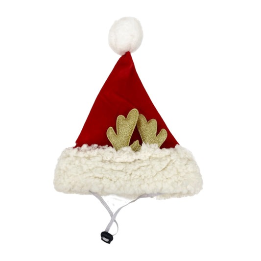 Gorro de Papá Noel con Cuernos de Reno para Perros y Gatos — Ajustable