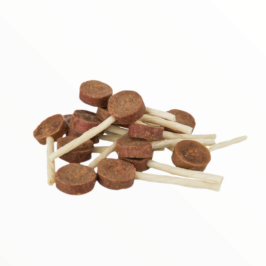 Piruleta de pechuga de pollo deshidratada