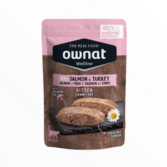 Ownat Pouche Pavo y salmon para gatitos