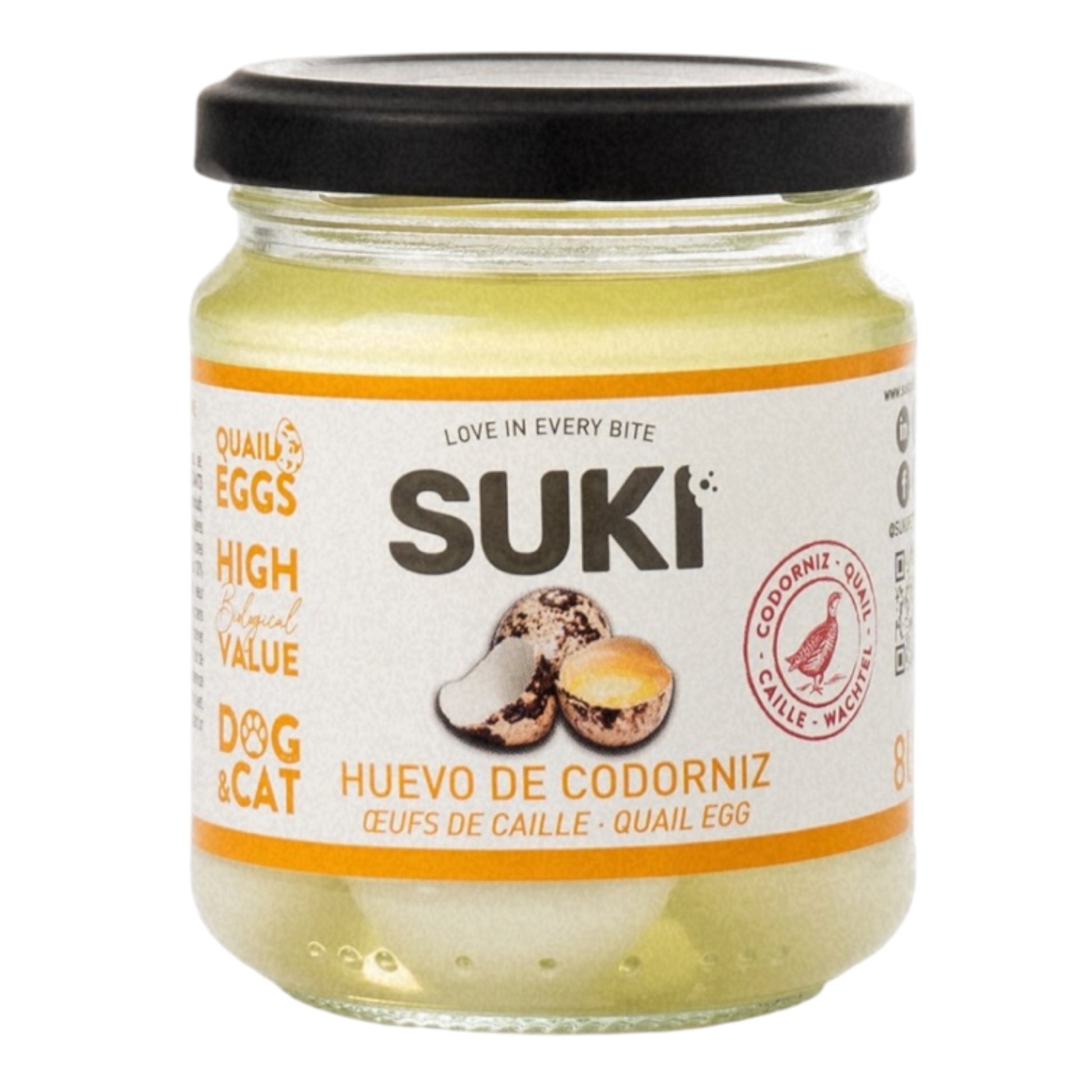 Bote de huevos de codorniz Suki para perros y gatos, 8 unidades