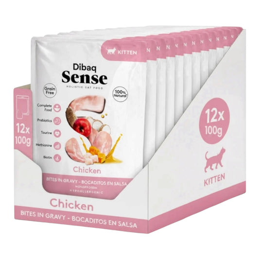 Dibaq Sense Bocaditos en Salsa Pollo 100g — Comida Húmeda para Gatitos