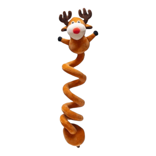 Reno Xmas de peluche con muelle para perro — rebota y se tambalea