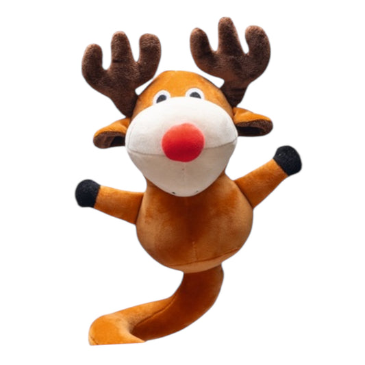 Reno Xmas de peluche con muelle para perro — rebota y se tambalea