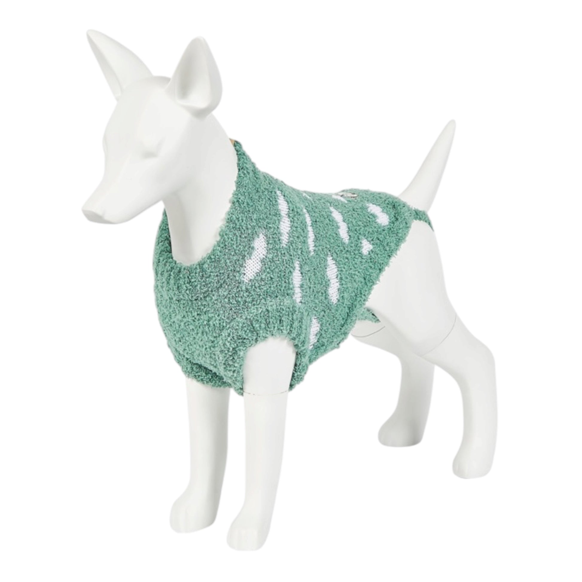 Jersey de punto afelpado para perro Cloudy verde, tercera vista