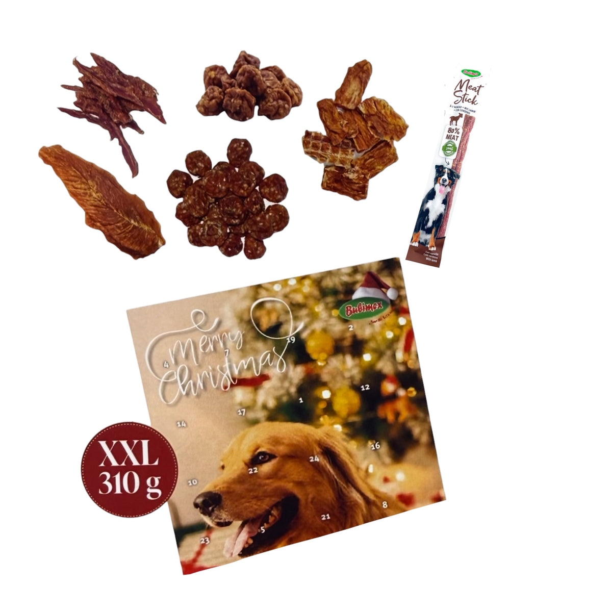 Calendario de Adviento para perros con 24 snacks de carne deshidratada