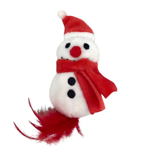 Bubimex Muñeco de Nieve Xmas con plumas y catnip para gatos — 8 cm