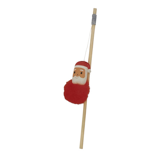 Bubimex Caña Papá Noel con Pompón Xmas para gatos — varilla de madera natural