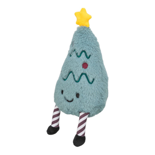 Peluche navideño con forma de abeto, estrella y patas de bastón de caramelo