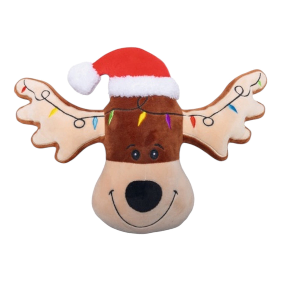 Reno Rudolph de peluche de 36 cm para perros con gorro de Papá Noel y guirnalda de luces