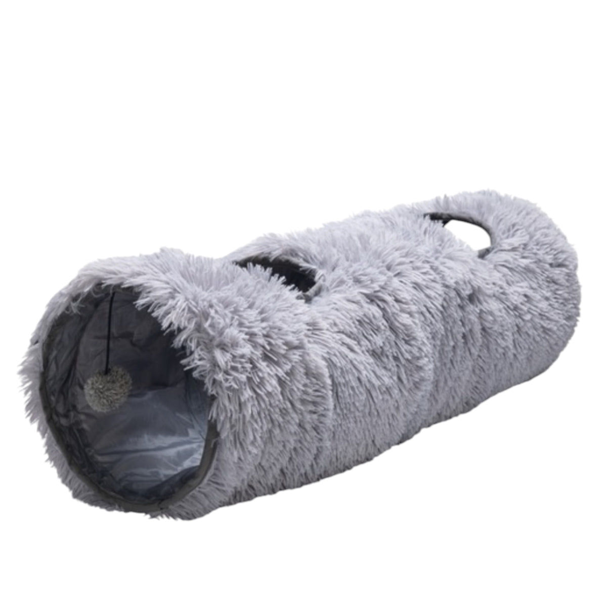 Beeztees túnel de juego Nona gris de 90 cm de felpa para gatos y conejos