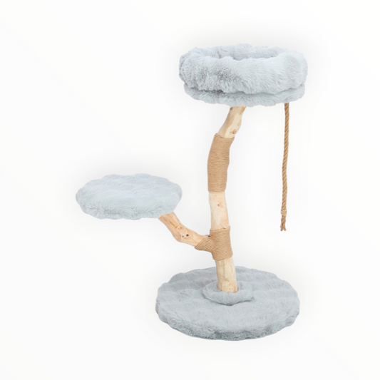 Rascador Turim para gatos, árbol de madera con cuna elevada de 90 cm