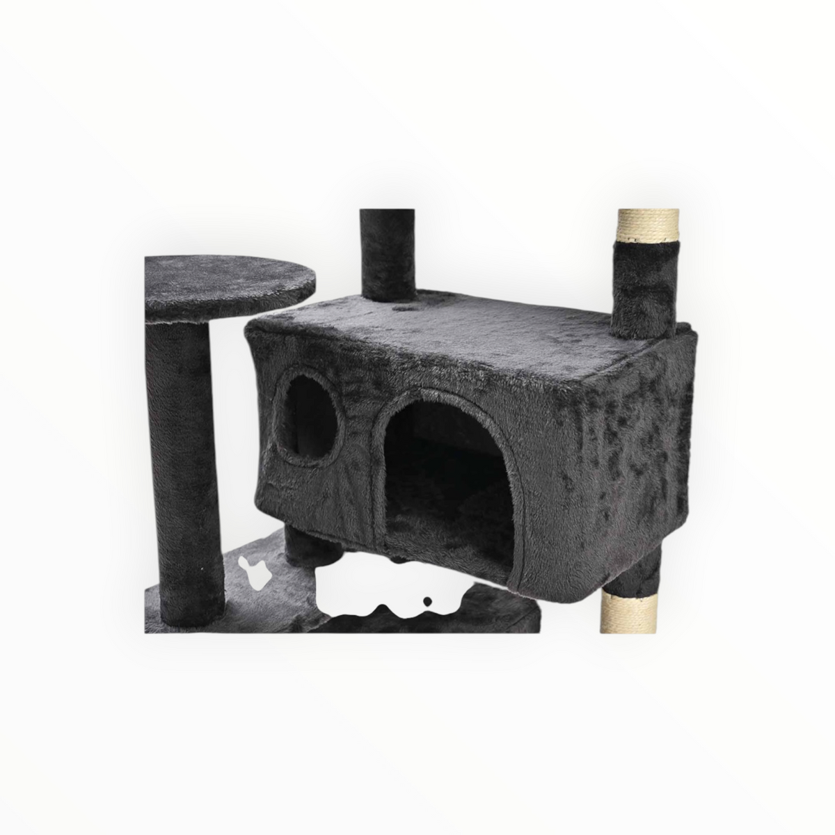 Rascador Atlas para gatos, detalle de las cuevas acolchadas