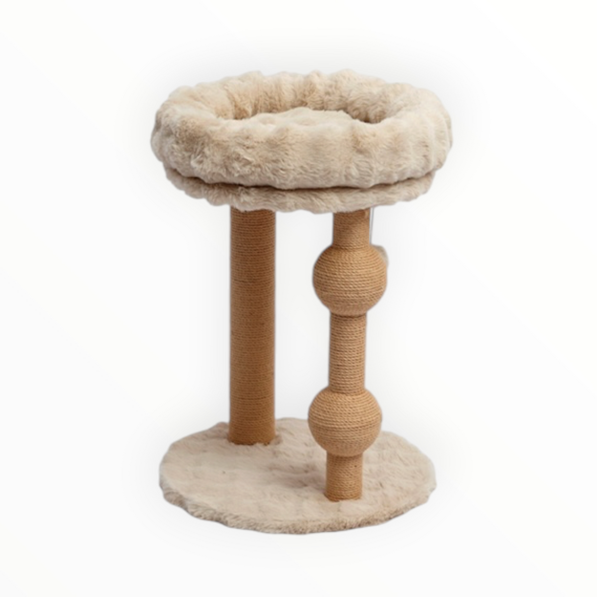 Rascador Nara para gatos, detalle de la columna con formas esféricas