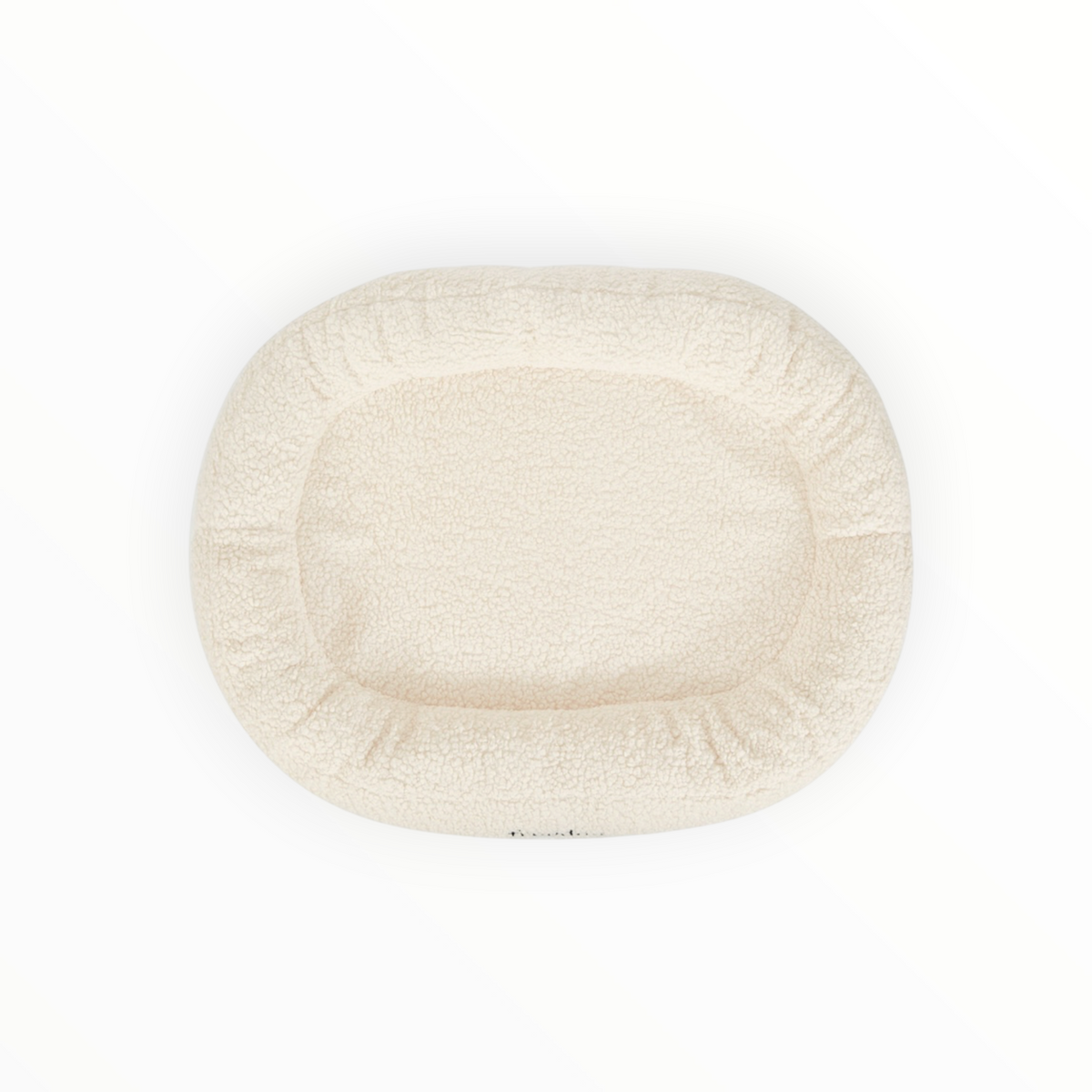 Cama oval waterproof de borreguito con borde acolchado perimetral