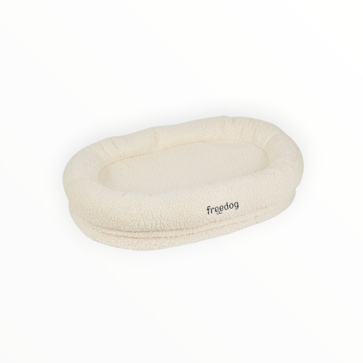 Cama oval teddy para perros y gatos en marrón y crema