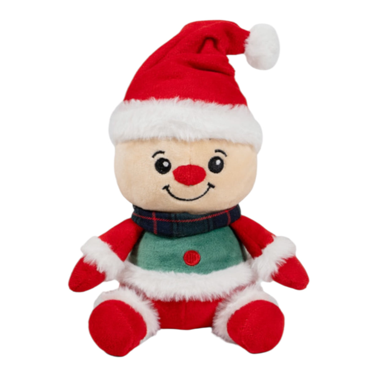 Muñeco Nico de Navidad de peluche para perro con gorro de Papá Noel y bufanda
