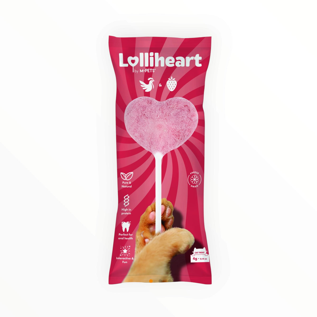 M-Pets LOLLIHEART piruleta liofilizada de pollo para gatos de 4 g