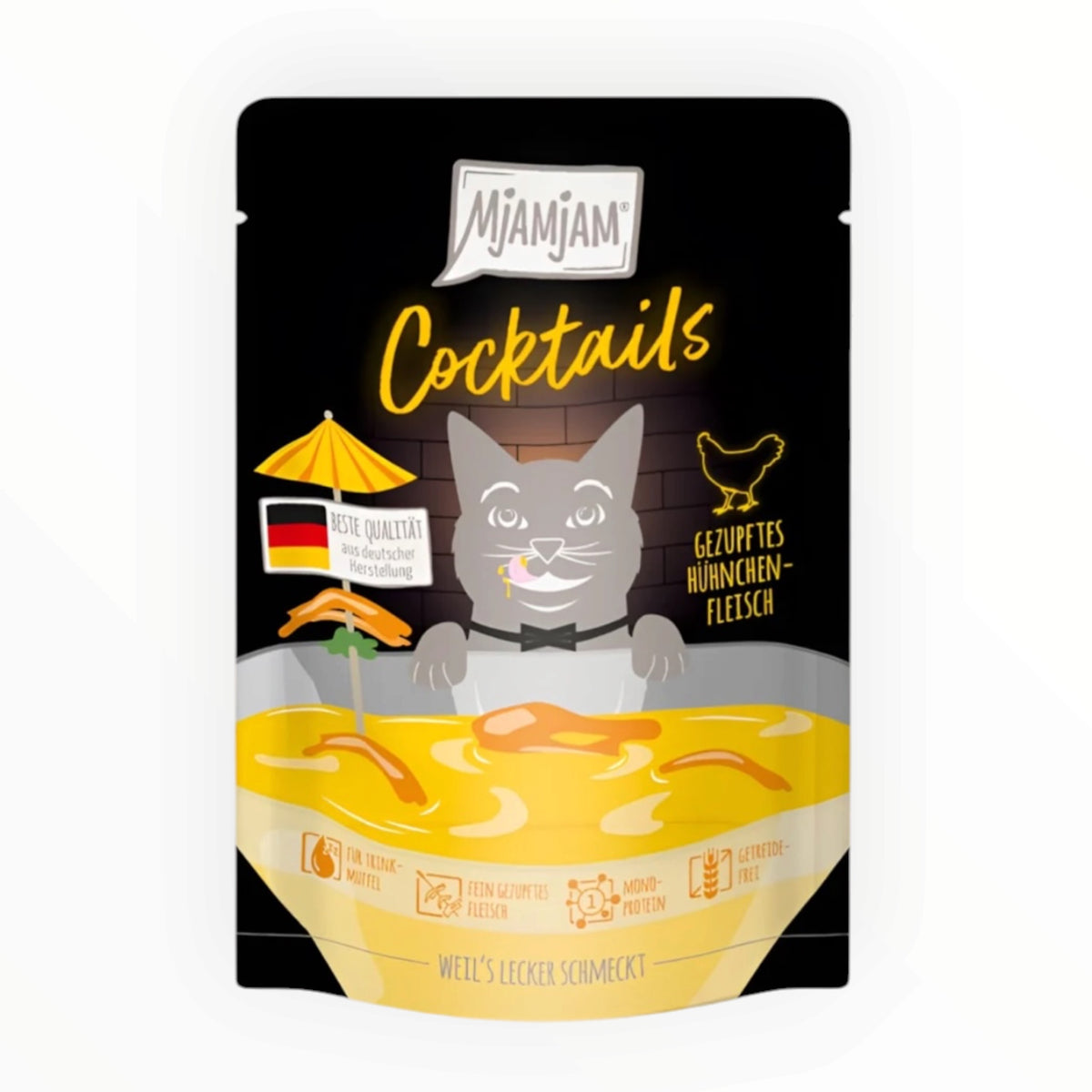 MjAMjAM Cocktails sabor ternera, carne deshilachada en caldo para gatos