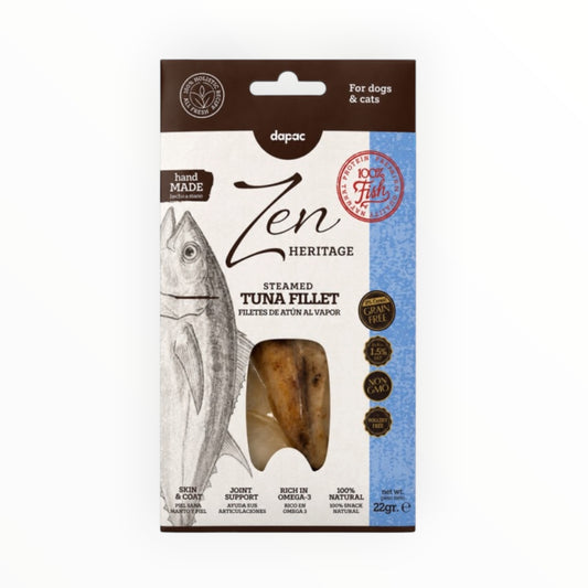 Zen Heritage filete de atún al vapor de 22 g, snack natural para perros y gatos