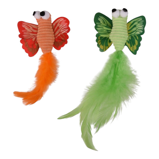 Juguete para Gatos Mariposas con Catnip y Plumas – Pack 2 Unidades
