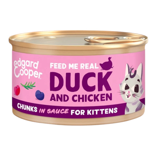 Edgard & Cooper Lata Trocitos de Pato y Pollo en Salsa para Gatitos — Sin Cereales