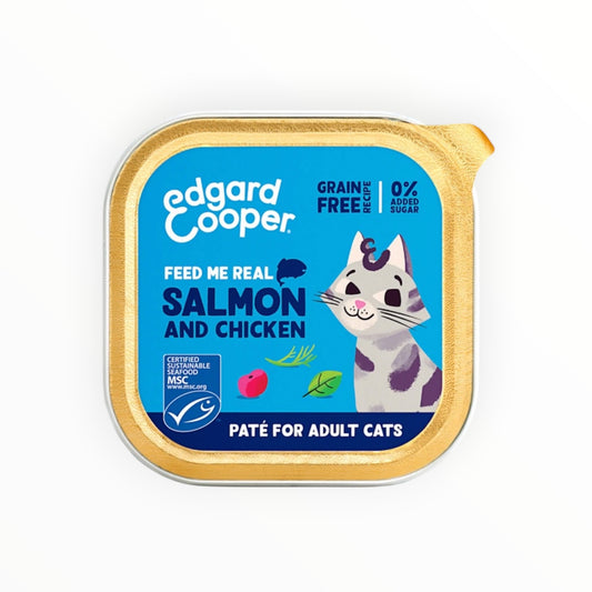 Edgard & Cooper Tarrina Paté de Salmón y Pollo para Gatos Adultos — Sin Cereales