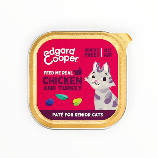 Edgard & Cooper Tarrina Paté de Pollo y Pavo para Gatos Senior — Sin Cereales