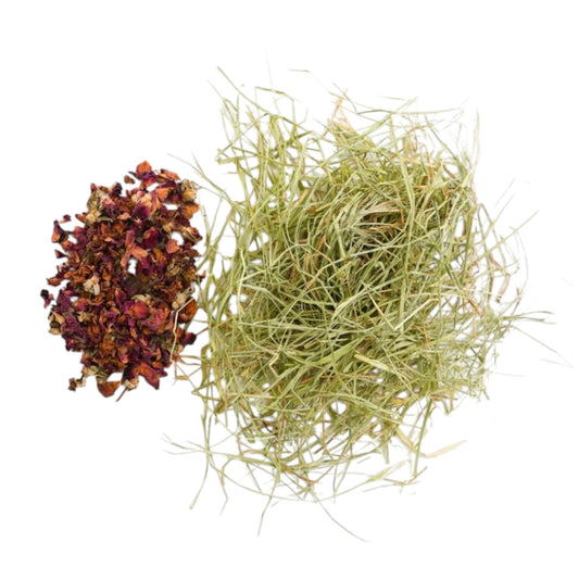 Herre Heno de Festuca y Petalos de Rosa